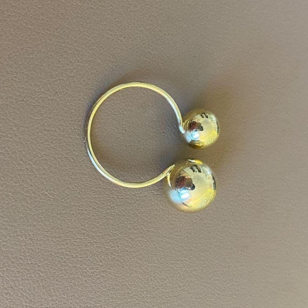 Silver Gold Plated Adjustable Open Ring Size 5 - image 2